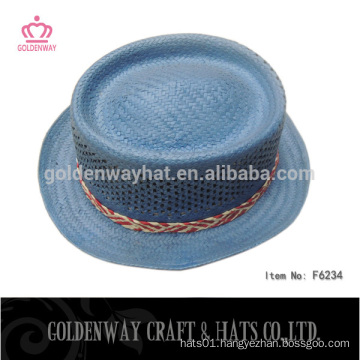 paper straw panama hats blue top hats